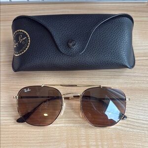 Ray-Ban Marshall Gold and Brown Sunglasses